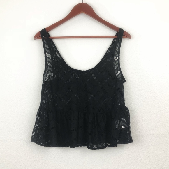 [BCBGeneration] Scoop Neck Peplum Lace Tank Top - Picture 2 of 6